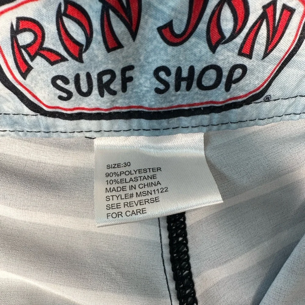 Ron Jon Surf Shop Men’s Boardshorts 30 – Blue Yellow‎ Striped Surf Swim Trunks